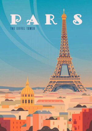 Paris Effiel Tower Vintage Travel Poster