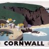 Cornwall Cliff and Harbour Art Print