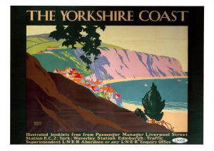 Yorkshire Coast - Hillside town on the coast Art Print