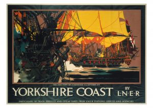 Yorkshire Coast - Paul Jones fights off Scarborough 23rd Sept 1779 Art Print Art Print