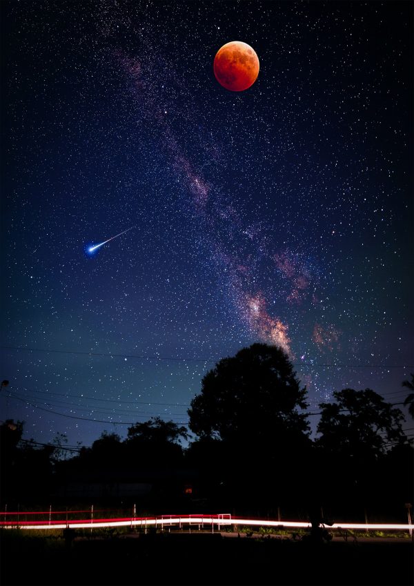 Light Trail and Stars Print