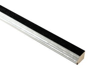 33mm 'Bexley' Black Open Grain with Silver Frame Moulding